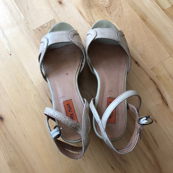 Miz Mooz strappy leather wedge in a creme color - Picture 2 of 5